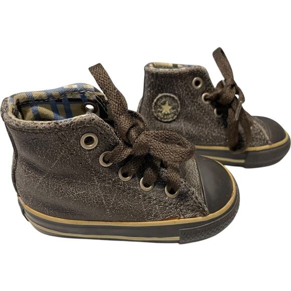 Converse | Shoes | Converse Allstar Baby Brown Leather High Top ...